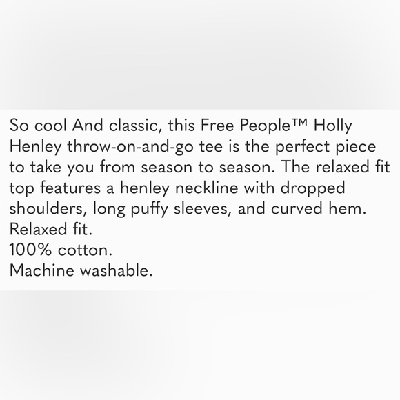 Free People / We the Free Holly Henley NWT - Picture 9 of 9